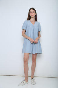 Dove Pleat Dress Sky