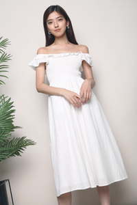 Amber Textured Off Shoulder Dress White