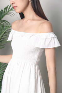 Amber Textured Off Shoulder Dress White