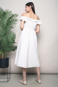 Amber Textured Off Shoulder Dress White