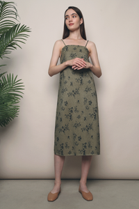 Imerin Textured Pencil Dress Olive