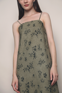 Imerin Textured Pencil Dress Olive