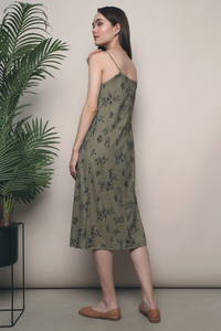 Imerin Textured Pencil Dress Olive