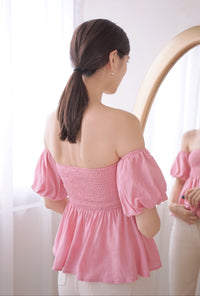 Jezreel Off Shoulder Babydoll Top Pink