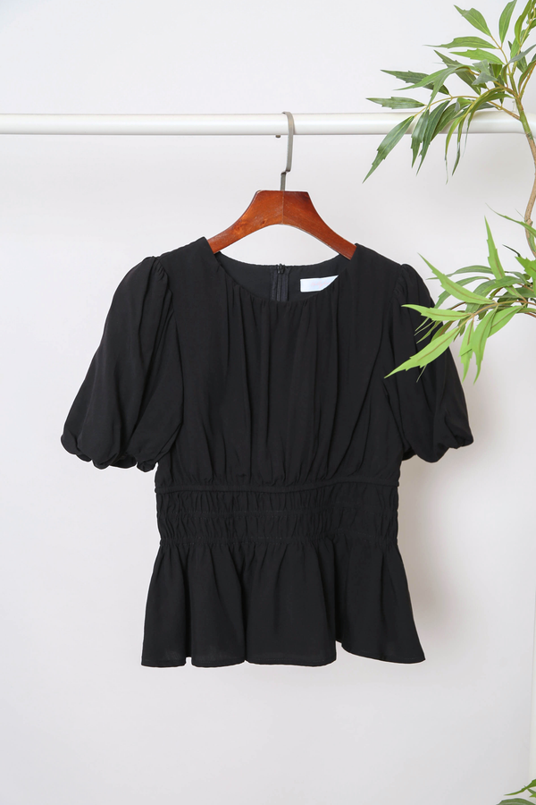 Eastside Poof Sleeves Top Black