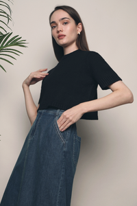 Bijou Cropped Knit Top Black