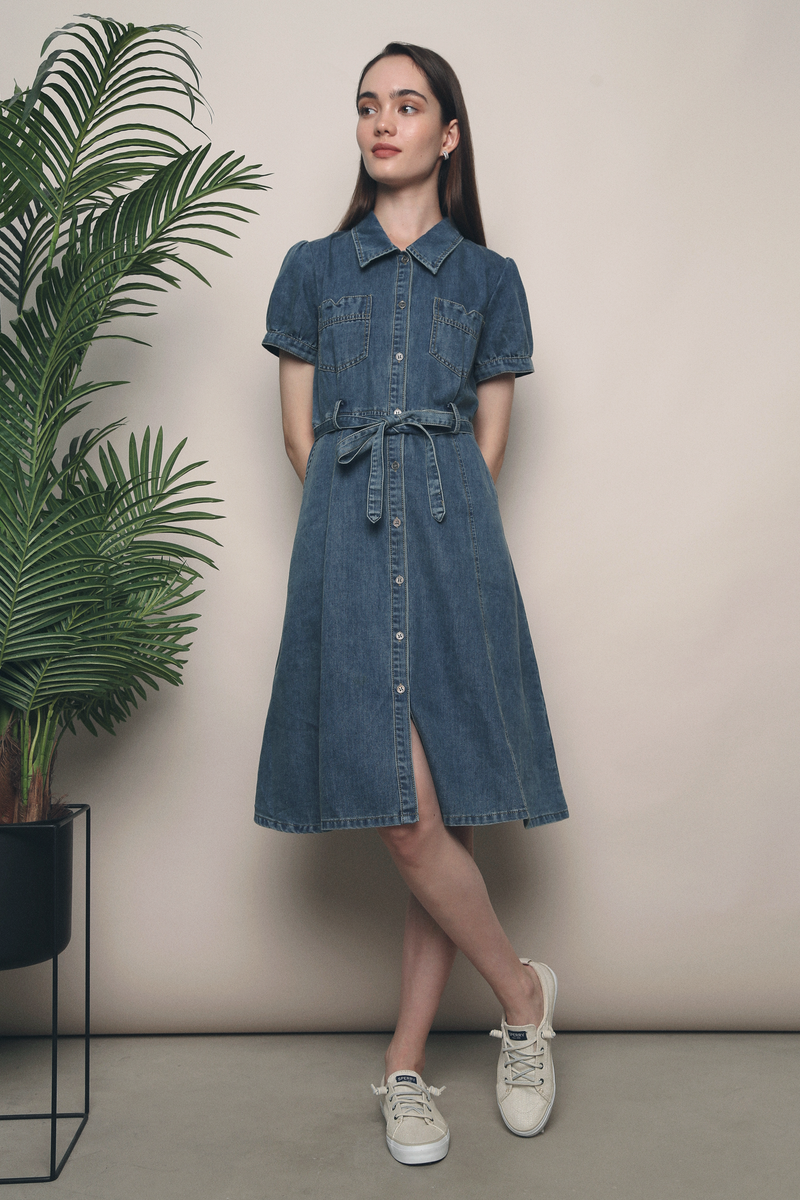 Reina Denim Midi Dress (Restock)
