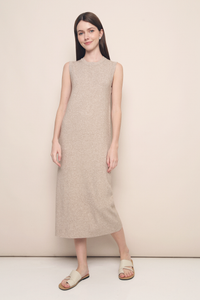 Emme Sleeveless Knit Midi Dress Cream