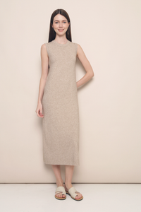Emme Sleeveless Knit Midi Dress Cream