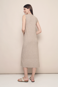 Emme Sleeveless Knit Midi Dress Cream
