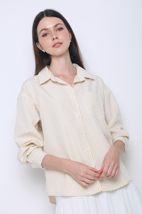 Emmy Stripe Pocket Shirt Vanilla Yellow