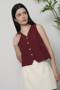 Enchanted Tweed Vest Top Wine