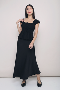 Erin Ribbon Fan Sleeves Blouse Black