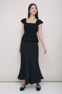 Erin Ribbon Fan Sleeves Blouse Black