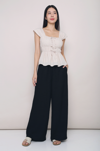 Erin Ribbon Fan Sleeves Blouse Cream (Backorder)