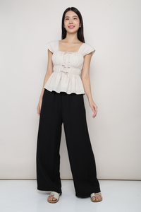 Erin Ribbon Fan Sleeves Blouse Cream (Backorder)