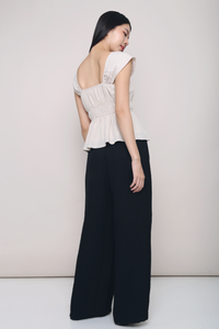 Erin Ribbon Fan Sleeves Blouse Cream (Backorder)