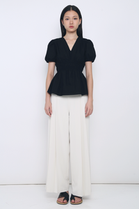 Eulalie Pleated Smart Pants Cream
