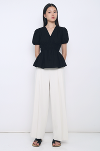 Eulalie Pleated Smart Pants Cream