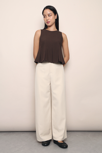 Everleigh Pleat Babydoll Top Brown (Backorder)