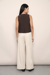 Everleigh Pleat Babydoll Top Brown (Backorder)