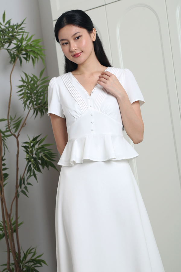 Everlyne Pleated Shift Blouse White