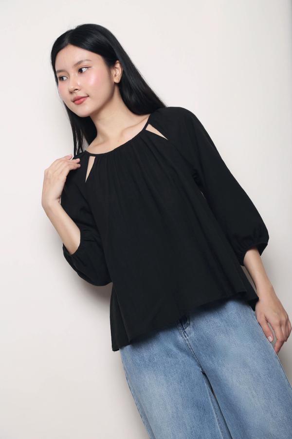 Evermore Cutout Blouse Black