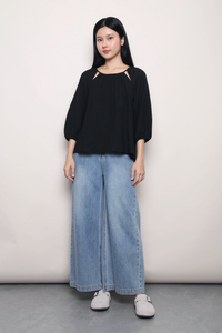 Evermore Cutout Blouse Black
