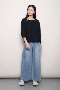 Evermore Cutout Blouse Black
