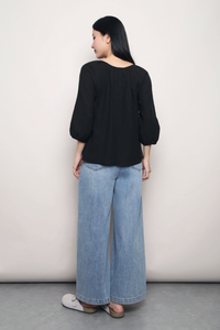 Evermore Cutout Blouse Black
