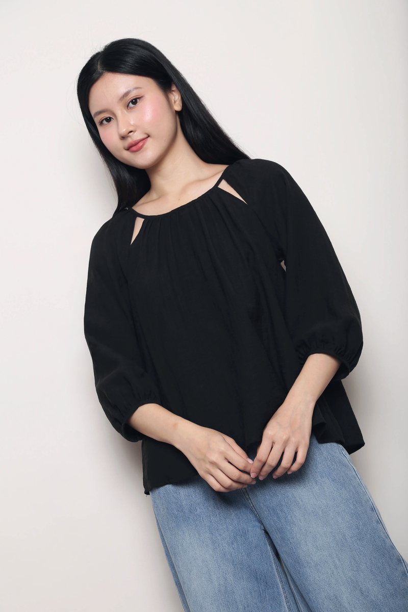 Evermore Cutout Blouse Black