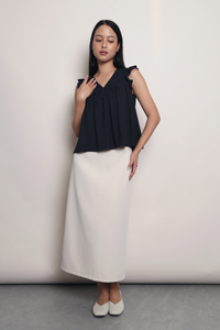 Eyelet My Way Ruffle Top Navy