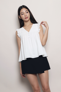Eyelet My Way Ruffle Top White
