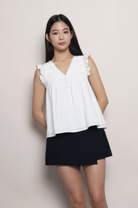 Eyelet My Way Ruffle Top White