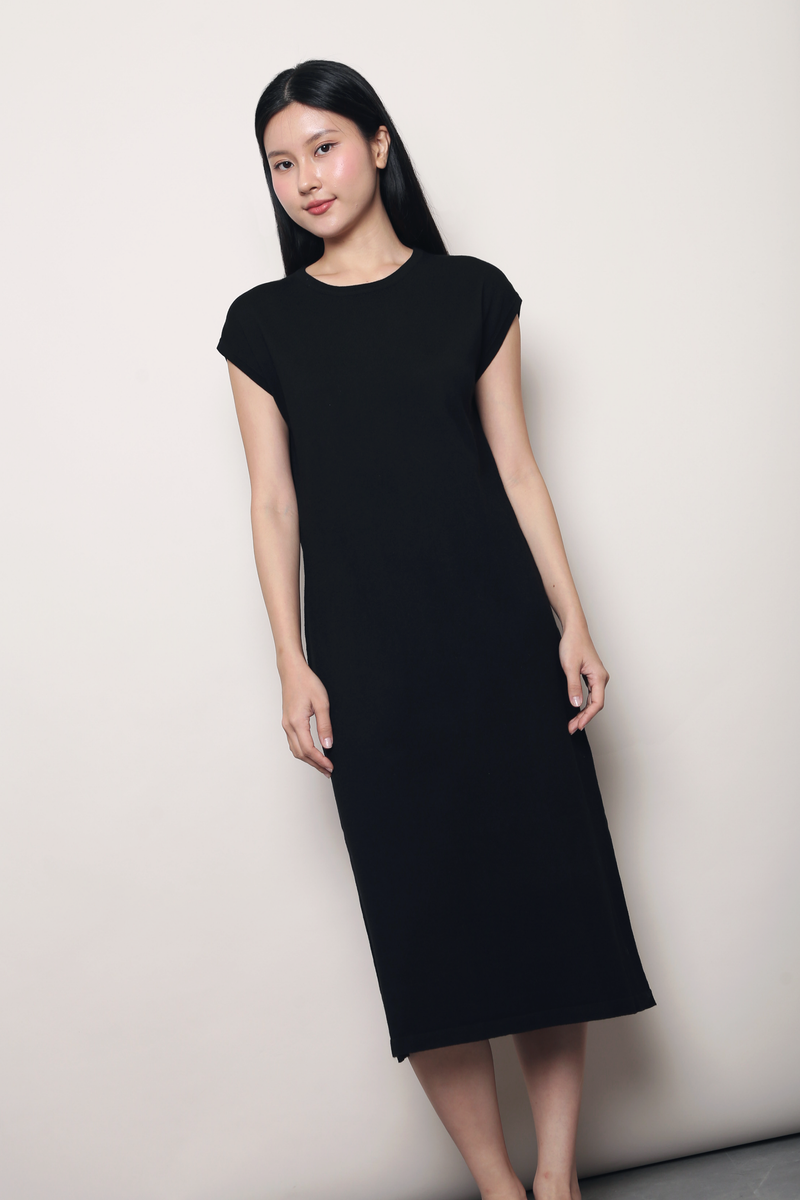 Ezy Does It Midi Knit Dress Black