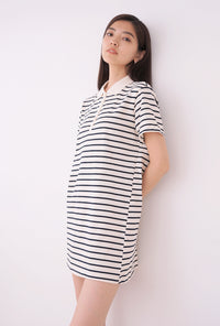 Paddington Stripe Polo Dress Cream (Restock)