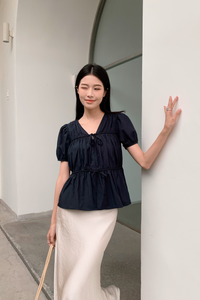 Fab Pleat Blouse Midnight Navy (Backorder)