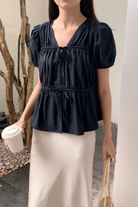 Fab Pleat Blouse Midnight Navy (Backorder)
