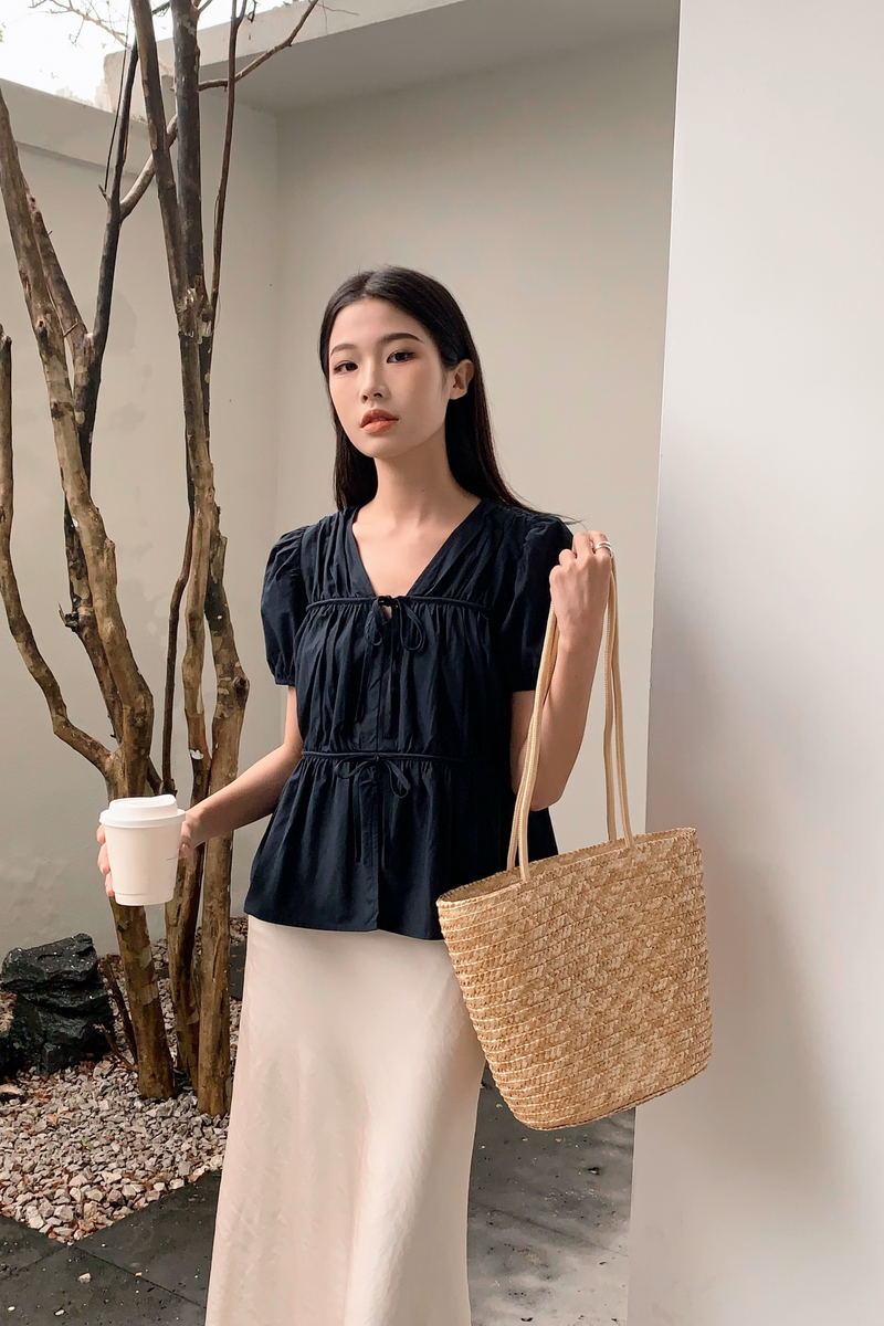 Fab Pleat Blouse Midnight Navy (Backorder)