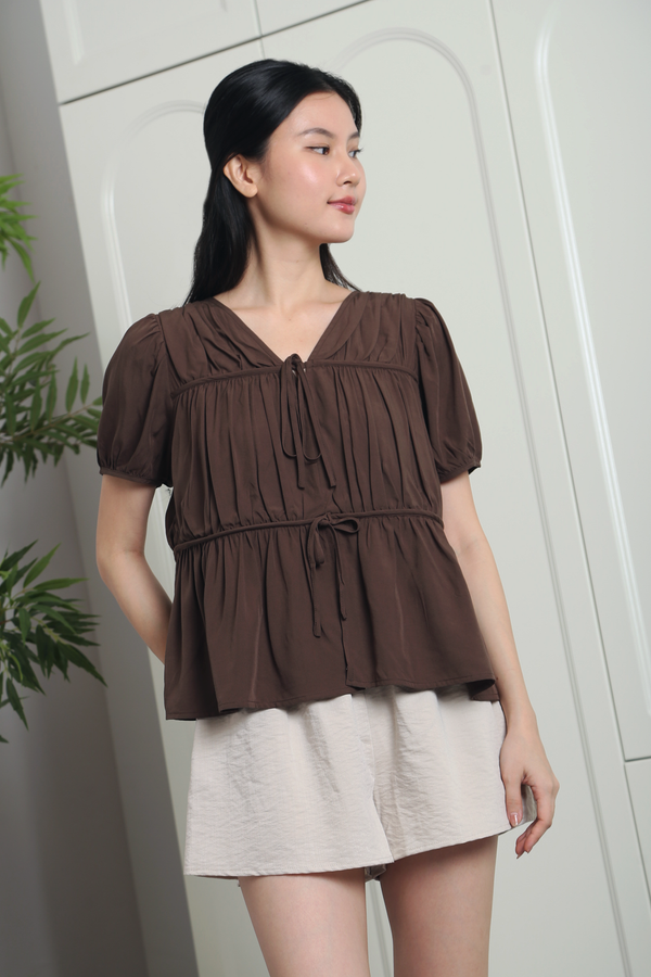 Fab Pleats V2 Blouse Brown