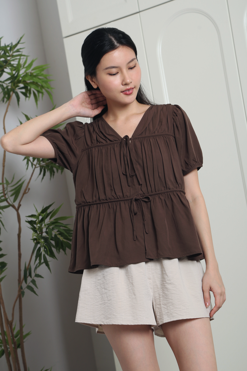 Fab Pleats V2 Blouse Brown