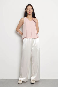 Fable V Neck Pleat Blouse Pink