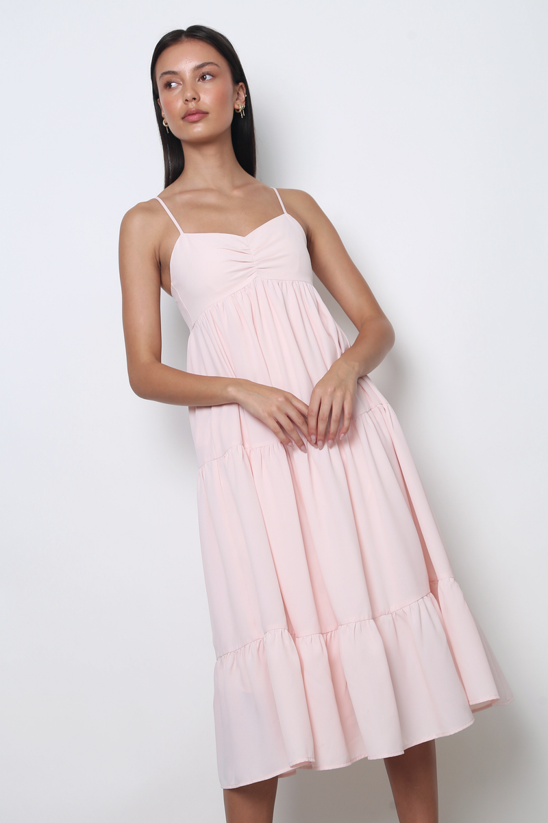pink midaxi dress Modal Lace-Trim Midaxi Dress in Soft Pink - 4