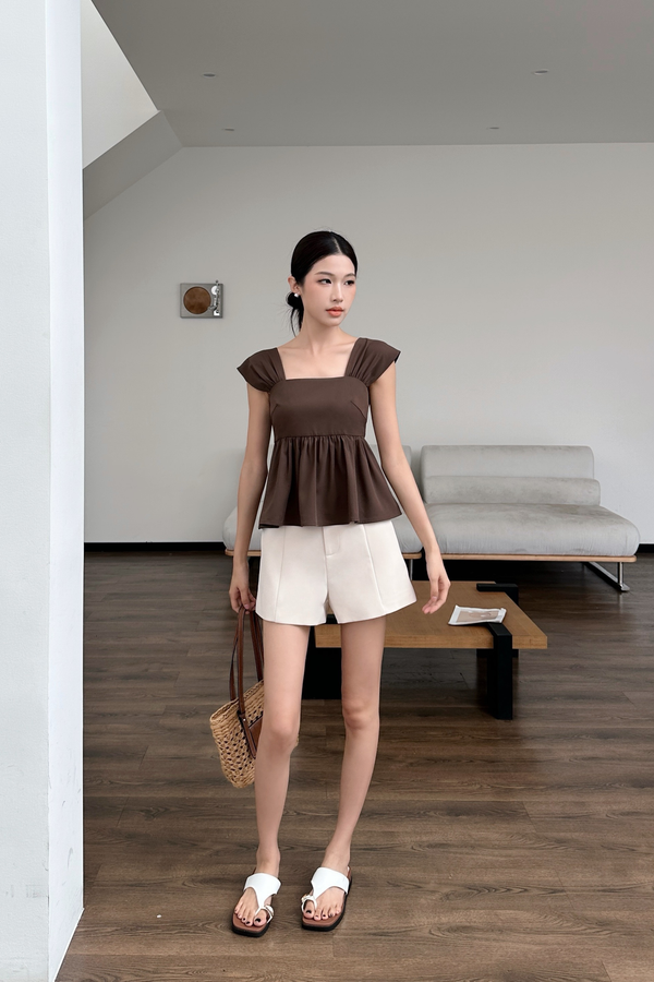 Fan Flair V2 Babydoll Top Brown