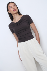 Finest Drape Neck Tee Gunmetal Grey