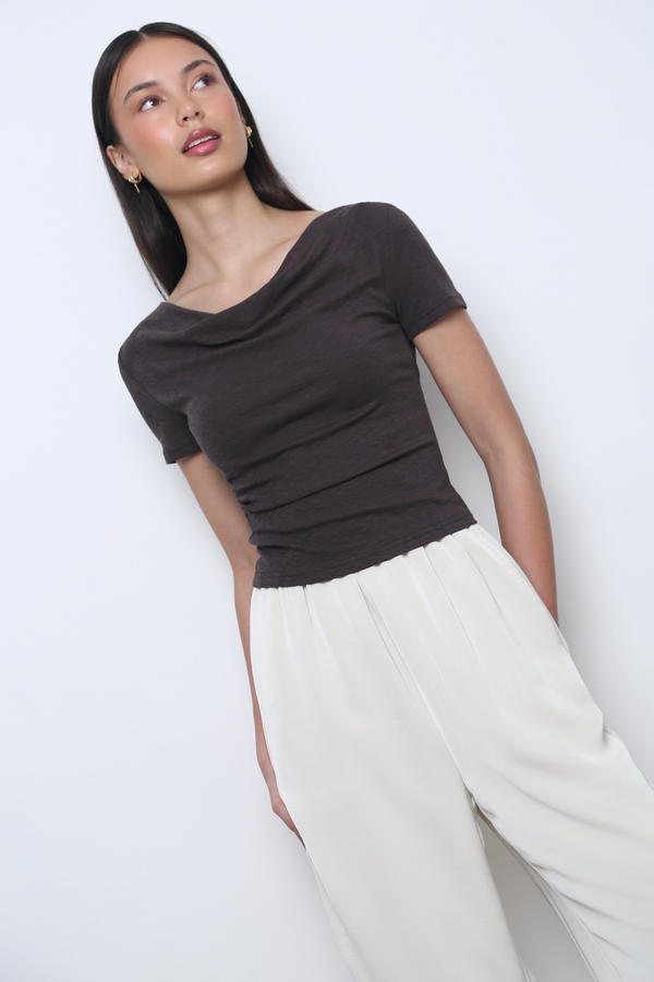 Finest Drape Neck Tee Gunmetal Grey