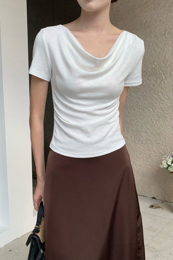 Finest Drape Neck Tee White