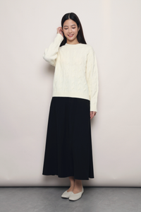 Fireside Cable Knit Pullover Cream (Backorder)