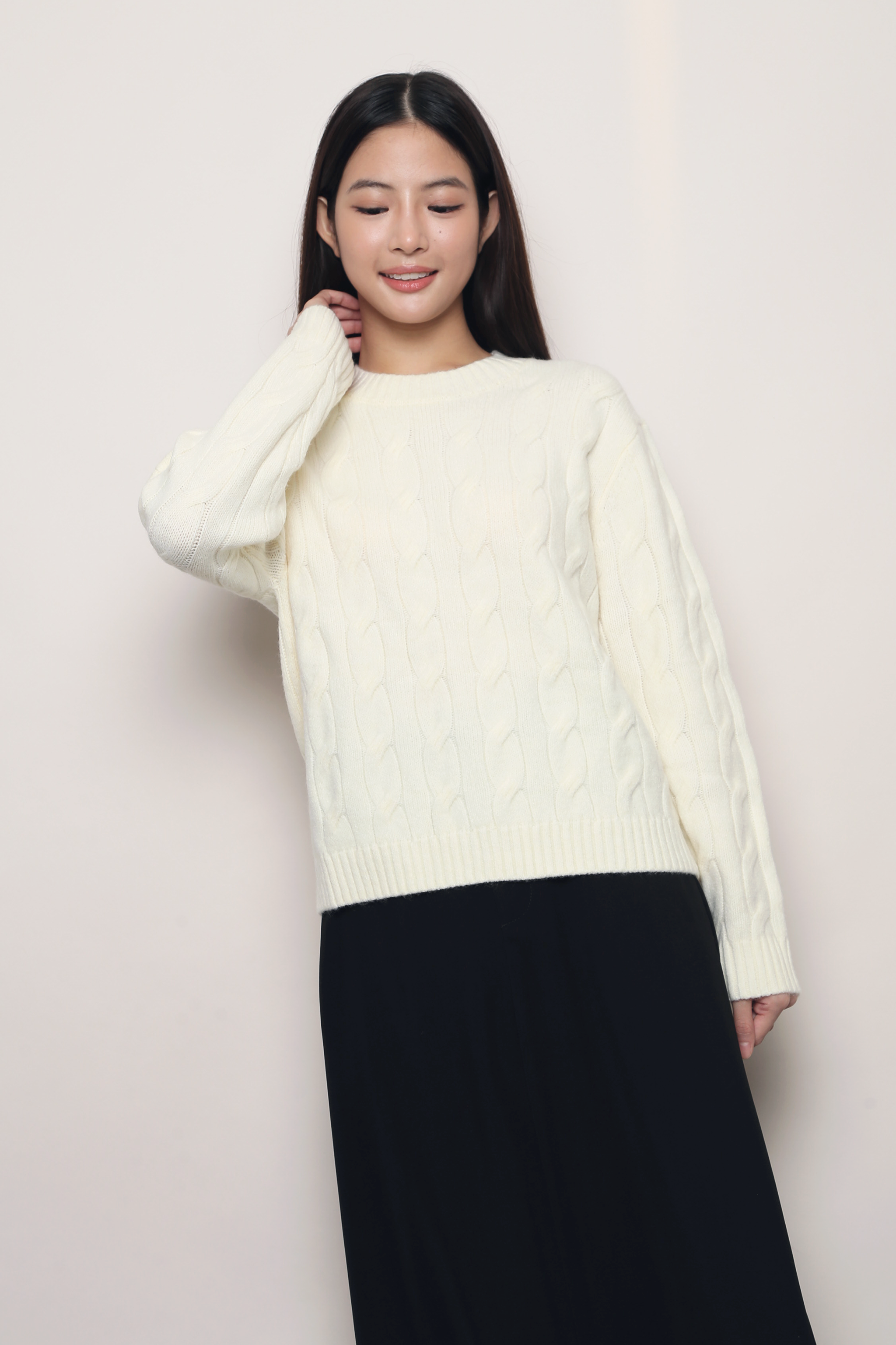 Fireside Cable Knit Pullover Cream (Backorder)