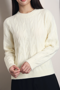 Fireside Cable Knit Pullover Cream (Backorder)